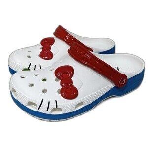 Crocs Hello Kitty Classic Clogs 50th Anniversary Red White Blue Women 9 Men 7